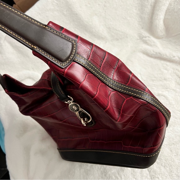 Red Dooney & Bourke Croco Leather Logo Lock Sack - Picture 4 of 10